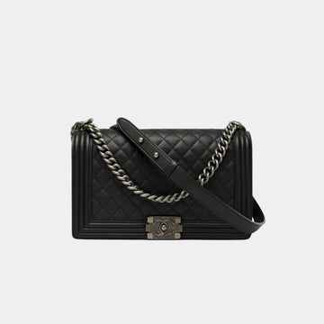 Large Boy Handbag in Calfskin and Ruthenium Metal