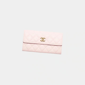 Long Flap Wallet in Grained Shiny Calfskin