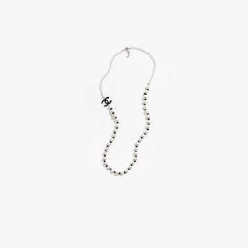 Long Necklace Metal Glass Imitation Pearls Silk Resin