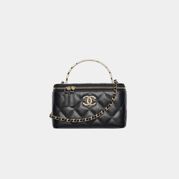 Long Vanity with Chain in Grained Shiny Calfskin