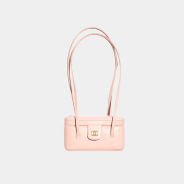 Long Vanity With Leather Strap Grained Shiny Calfskin & Gold Tone Metal