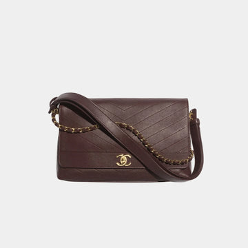 Maxi Flapbag Lambskin Dark Brown