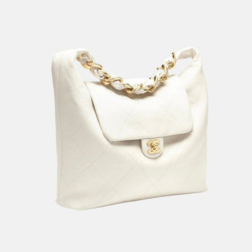 Maxi Hobo Bag Shiny Calfskin Gold Tone Metal