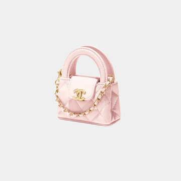 Mini Bag Charm Shiny Lambskin & Gold-Tone Metal