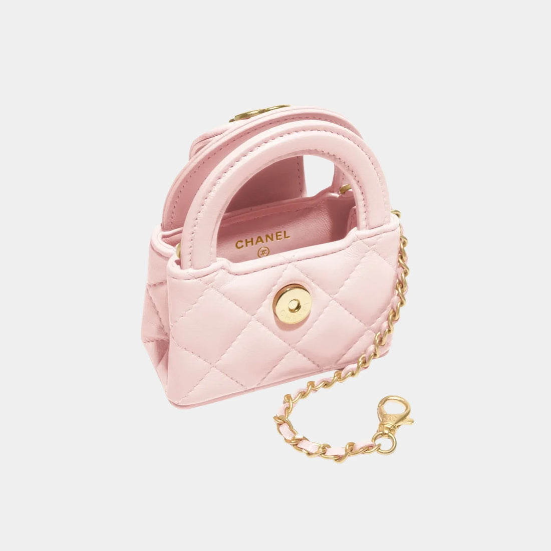 Mini Bag Charm Shiny Lambskin & Gold-Tone Metal