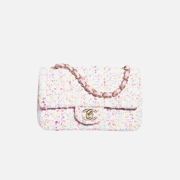 Mini Classic Handbag In Tweed And Gold Metal