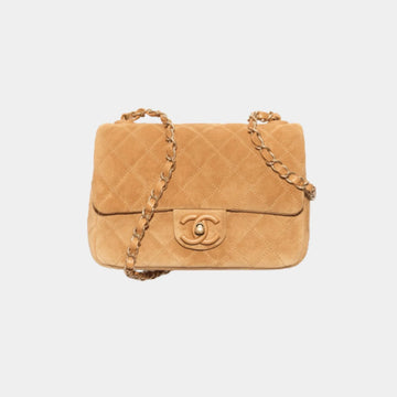 Mini Flap Bag In Suede&Lambskin - Gold Metal