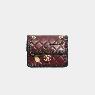 Mini Flap Bag Lambskin Braided Calfskin & Gold Tone Metal