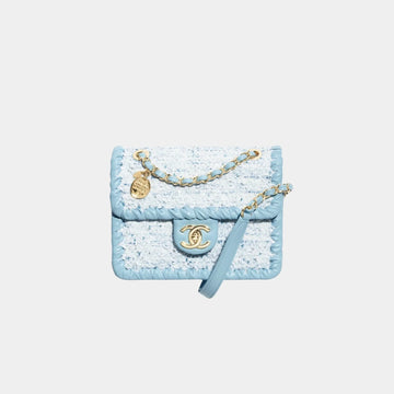 Mini Flap Bag Tweed Braided Calfskin & Gold Tone Metal