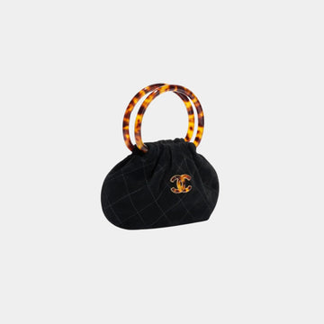 Mini Pouch in Suede and Turtoise-Shell Effect Plexi
