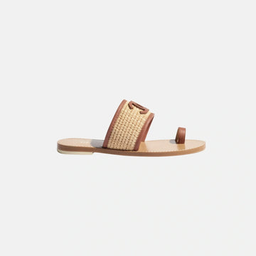 Mules in Raffia and Lambskin