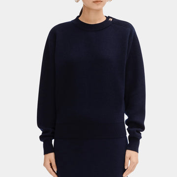 Navy Blue Sweater in Cashmere and Cotton