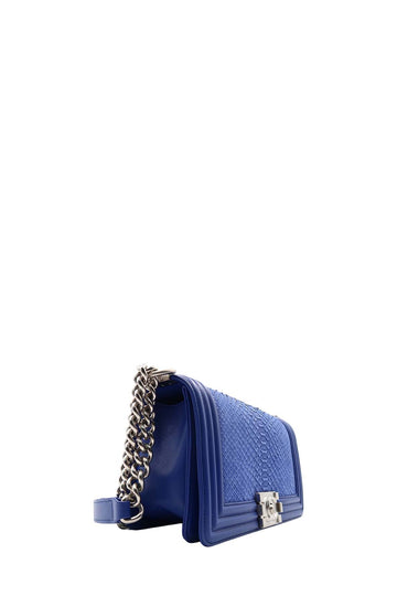 Python Old Medium Boy Flap Bag Marine Blue