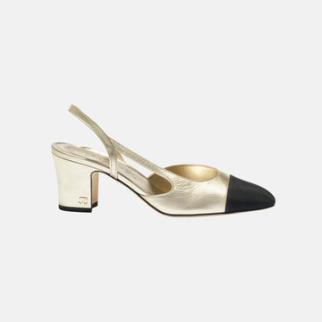 Slingbacks in Laminated Lambskin and Grosgrain