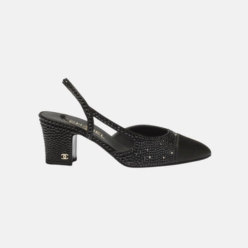 Slingbacks in Strass and Satin