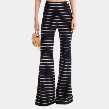 Striped Navy Blue Trousers in Cotton