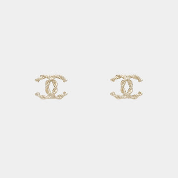 Stud Rope Chain Earrings Metal Gold