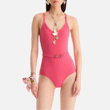 Swimsuit in Mixed Fibres Fuchsia
