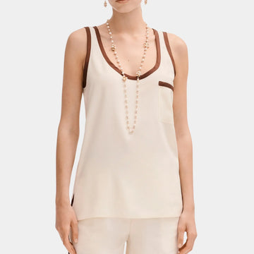 Top in Silk Light Yellow and Burgundy