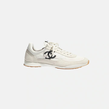 Trainers in Fabric and Embossed Suede Calfskin
