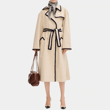 Trench Coat in Beige Gabardine