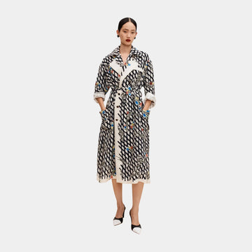 Trench Coat in Printed Crepe de Chine