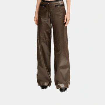 Trousers in Khaki and Black Lambskin