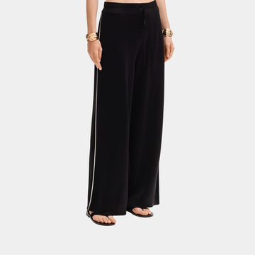 Trousers in Silk Black and White