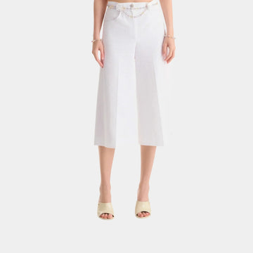 Trousers in White Embroidered Cotton