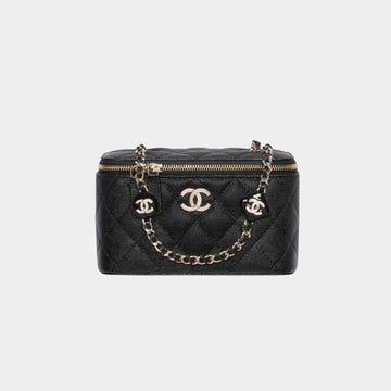Vanity with Chain in Shiny Grained Calfskin and Enamel