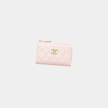 Zipped Card Holder in Grained Shiny Calfskin