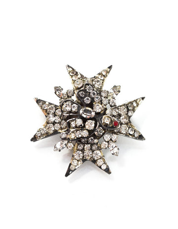 CHANEL Vintage Rhinestone Star & Bird Brooch
