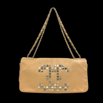 Beige Leather Chanel Shoulder Bag