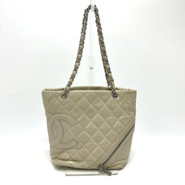 Beige Leather Chanel Handbag