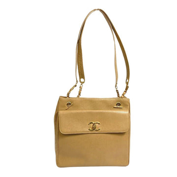 Beige Leather Chanel Sports CC Logo
