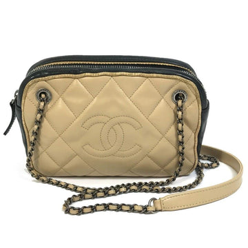 Beige Leather Chanel Shoulder Bag