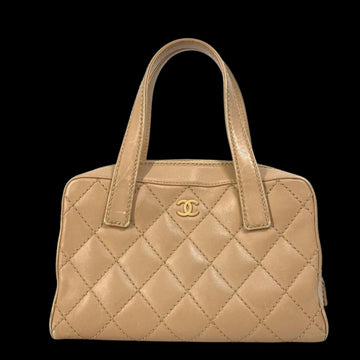 Beige Leather Chanel Handbag