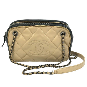 Beige Leather Chanel Shoulder Bag