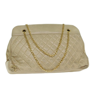 Beige Leather Chanel Shoulder Bag