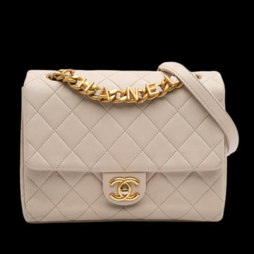 Beige Leather Chanel Crossbody Bag