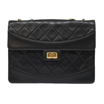 Black Leather Chanel Shoulder Bag