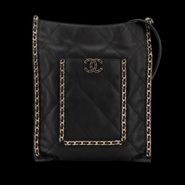 Black Leather Chanel Tote