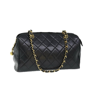 Black Leather Chanel Shoulder Bag