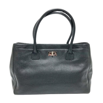 Black Leather Chanel Tote