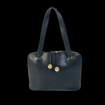 Black Leather Chanel Shoulder Bag