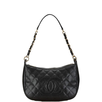 Black Leather Chanel Shoulder Bag