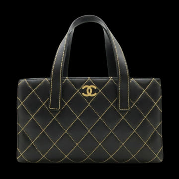Black Leather Chanel Tote