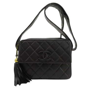 Black Leather Chanel Shoulder Bag