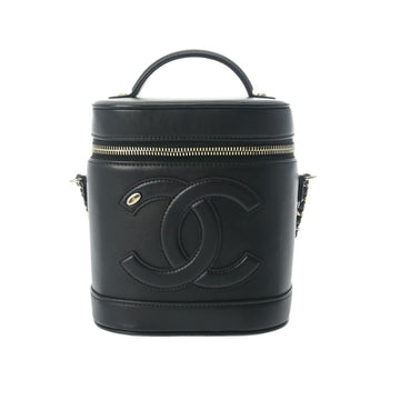 Black Leather Chanel Handbag
