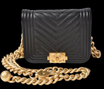 Black Leather Chanel Pouch